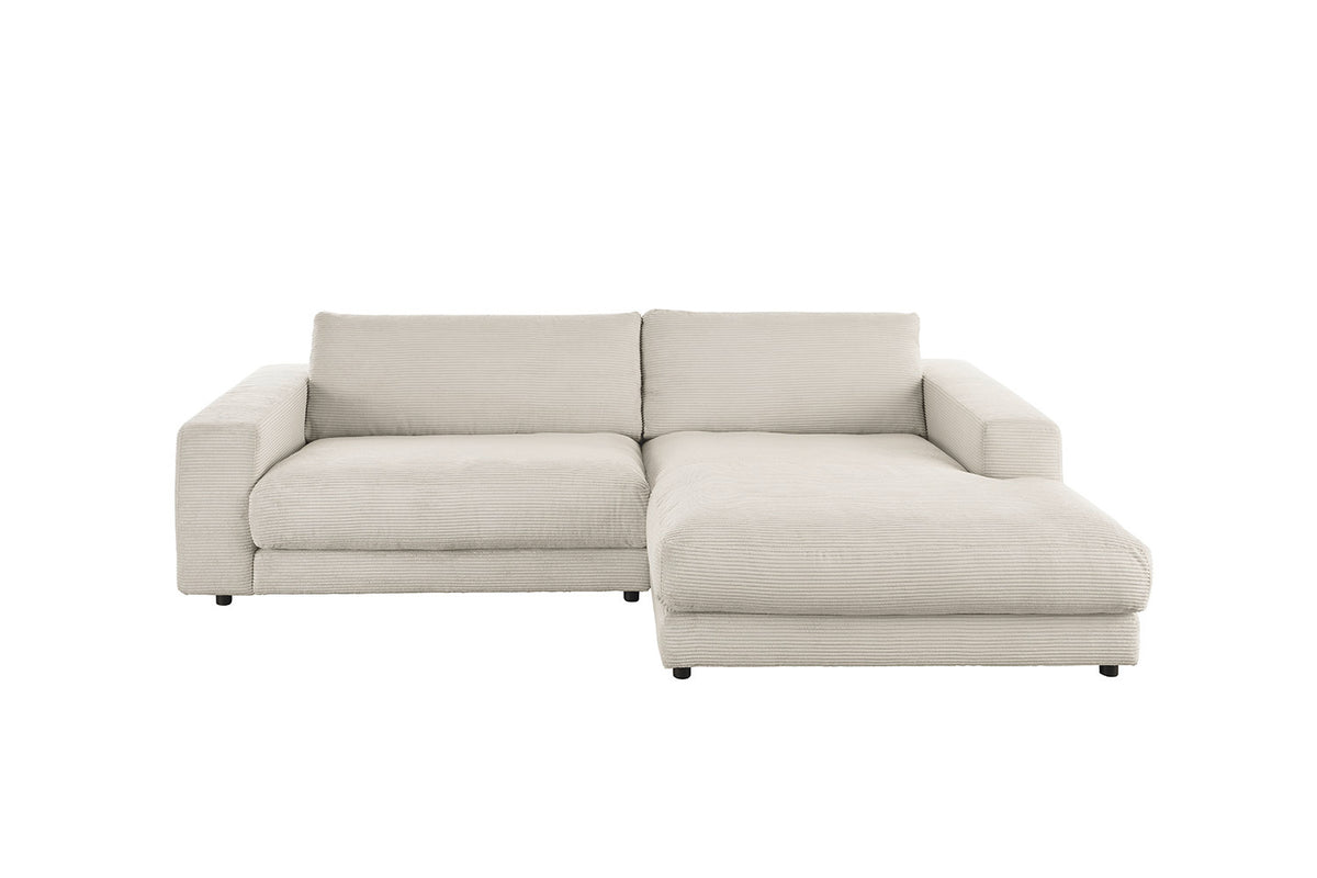 KAWOLA Sofa MADELINE Ecksofa mit Longchair Cord hellgrau