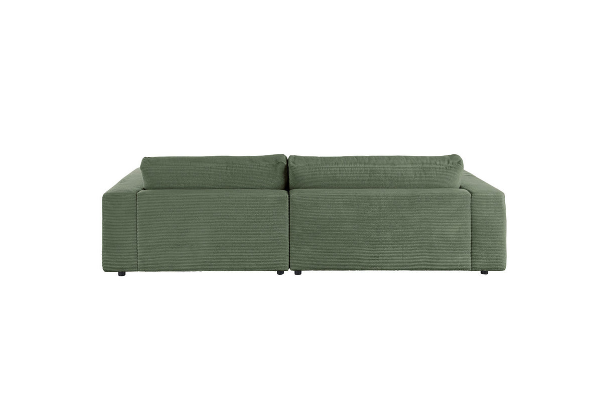 KAWOLA Sofa MADELINE Ecksofa mit Longchair Cord olivgrün