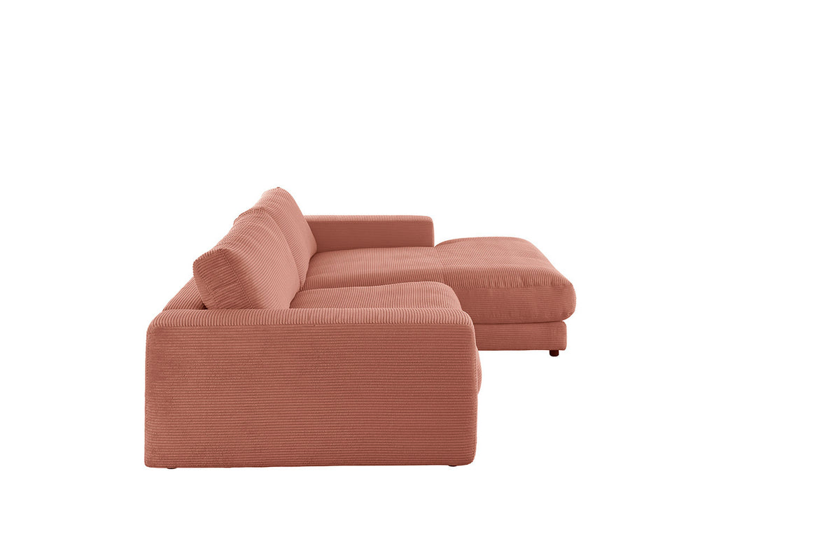 KAWOLA Sofa MADELINE Ecksofa mit Longchair Cord rost