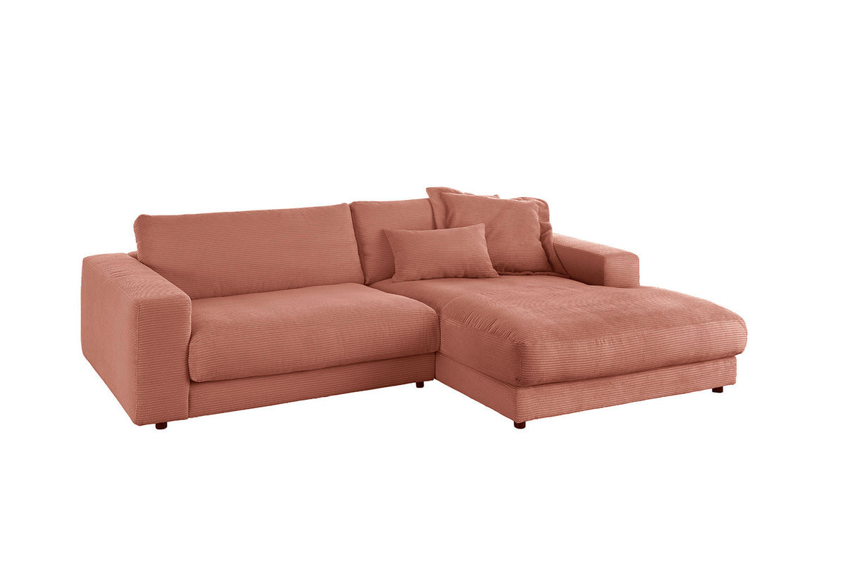 KAWOLA Sofa MADELINE Ecksofa mit Longchair Cord rost