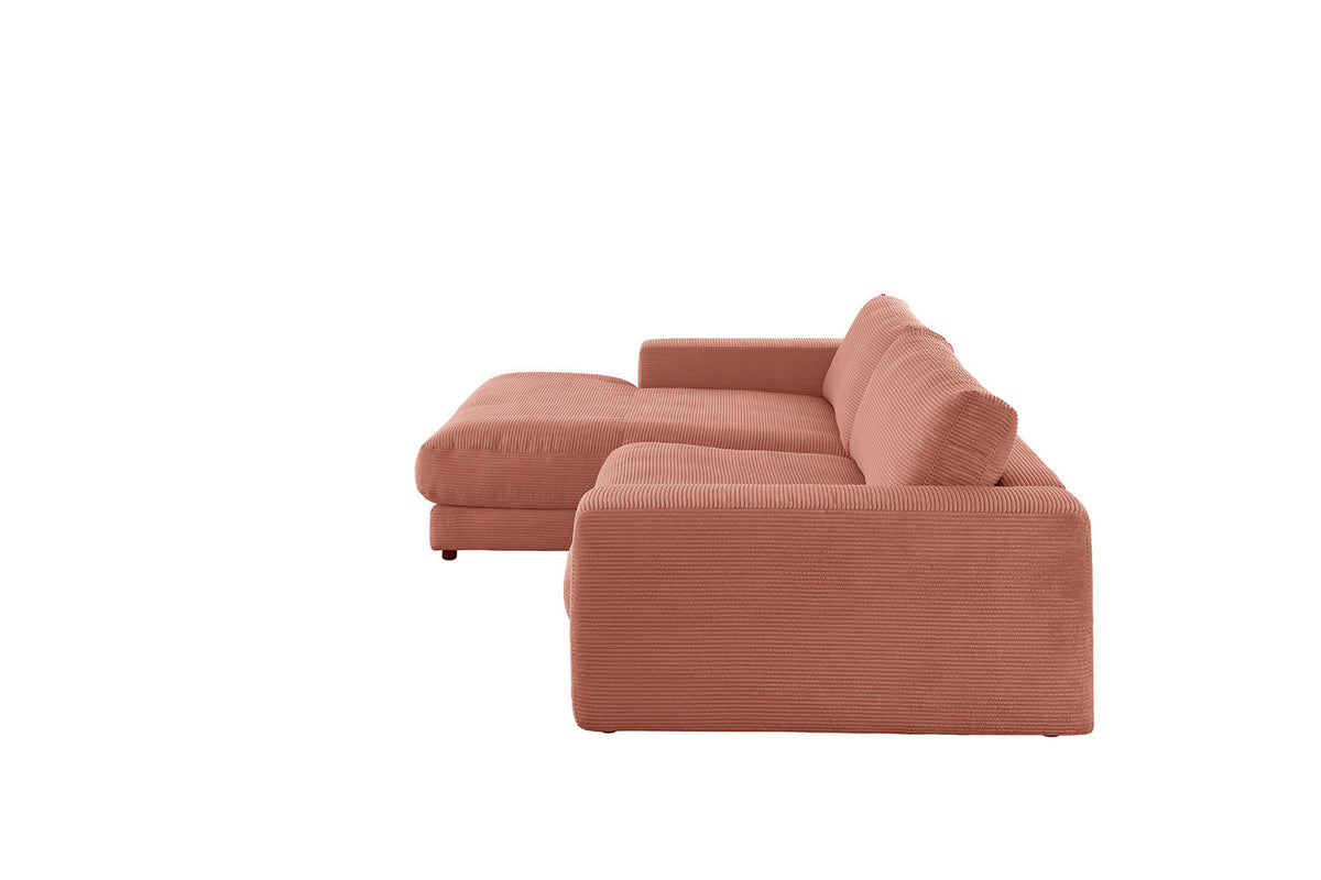 KAWOLA Sofa MADELINE Ecksofa mit Longchair Cord rost