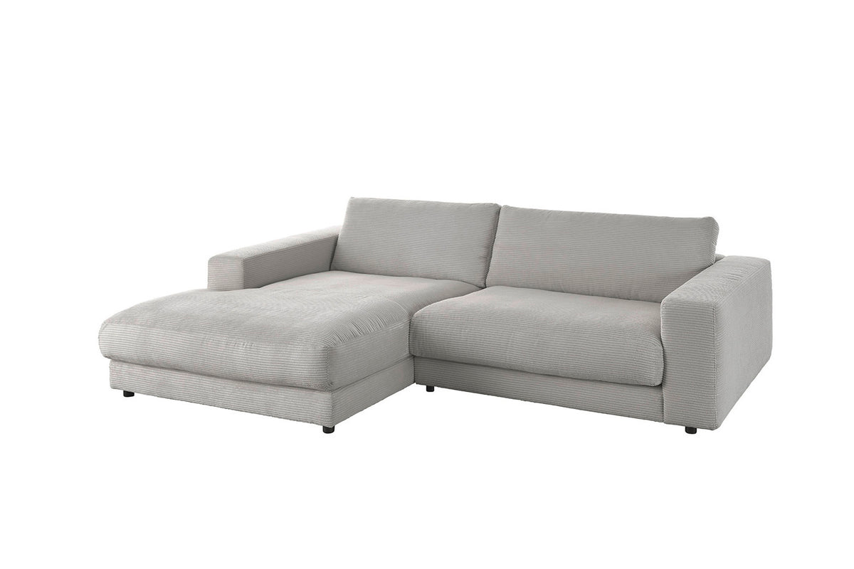KAWOLA Sofa MADELINE Ecksofa mit Longchair Cord steingrau