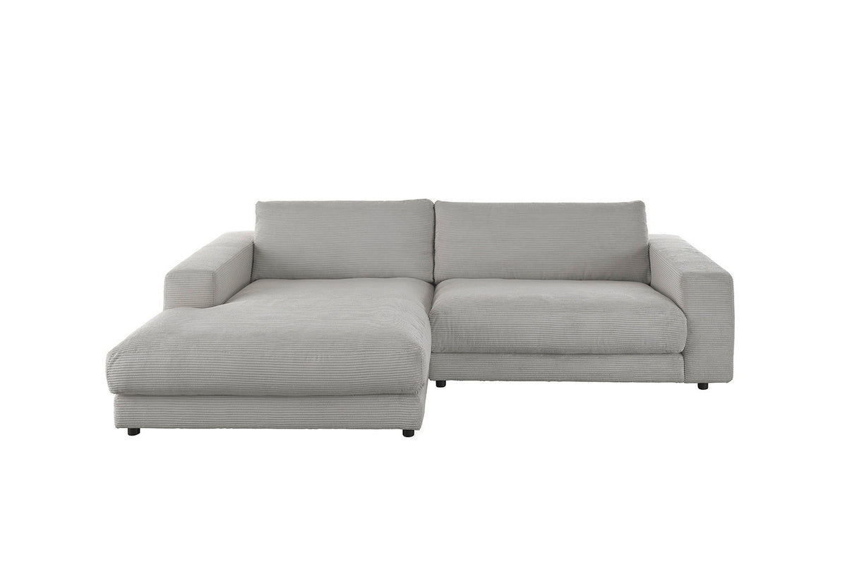 KAWOLA Sofa MADELINE Ecksofa mit Longchair Cord steingrau