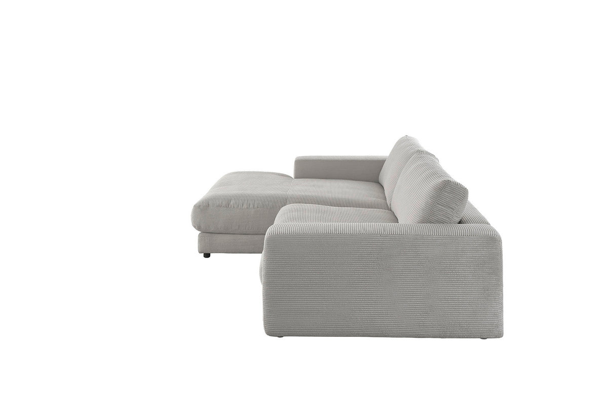 KAWOLA Sofa MADELINE Ecksofa mit Longchair Cord steingrau
