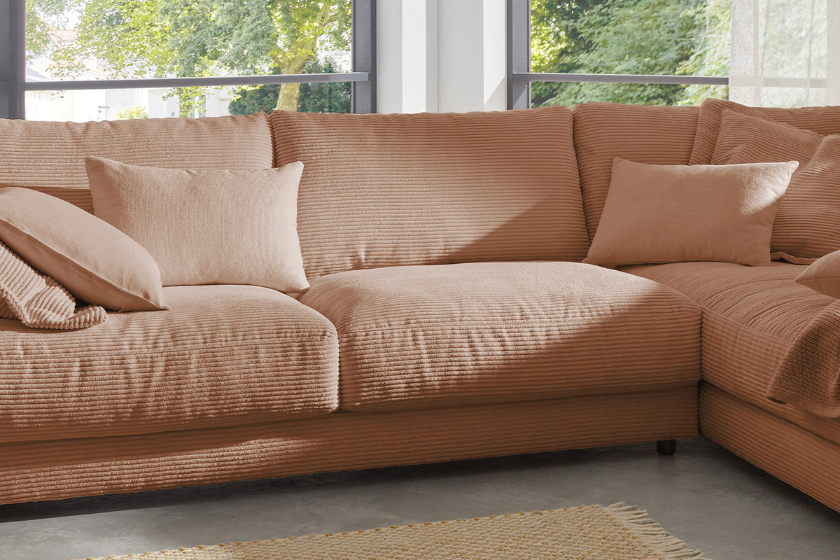 KAWOLA Sofa MADELINE Ecksofa mit Recamiere Cord rost