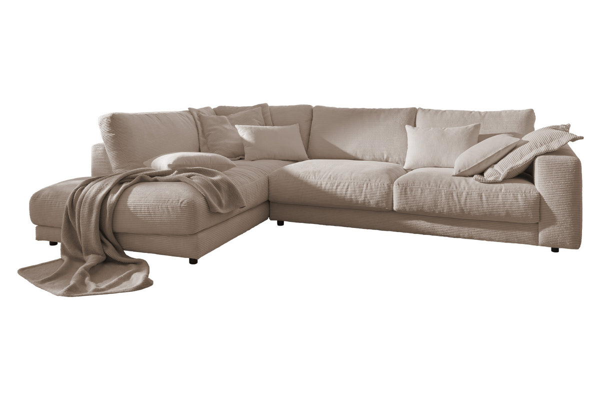 KAWOLA Sofa MADELINE Ecksofa mit Recamiere Cord taupe