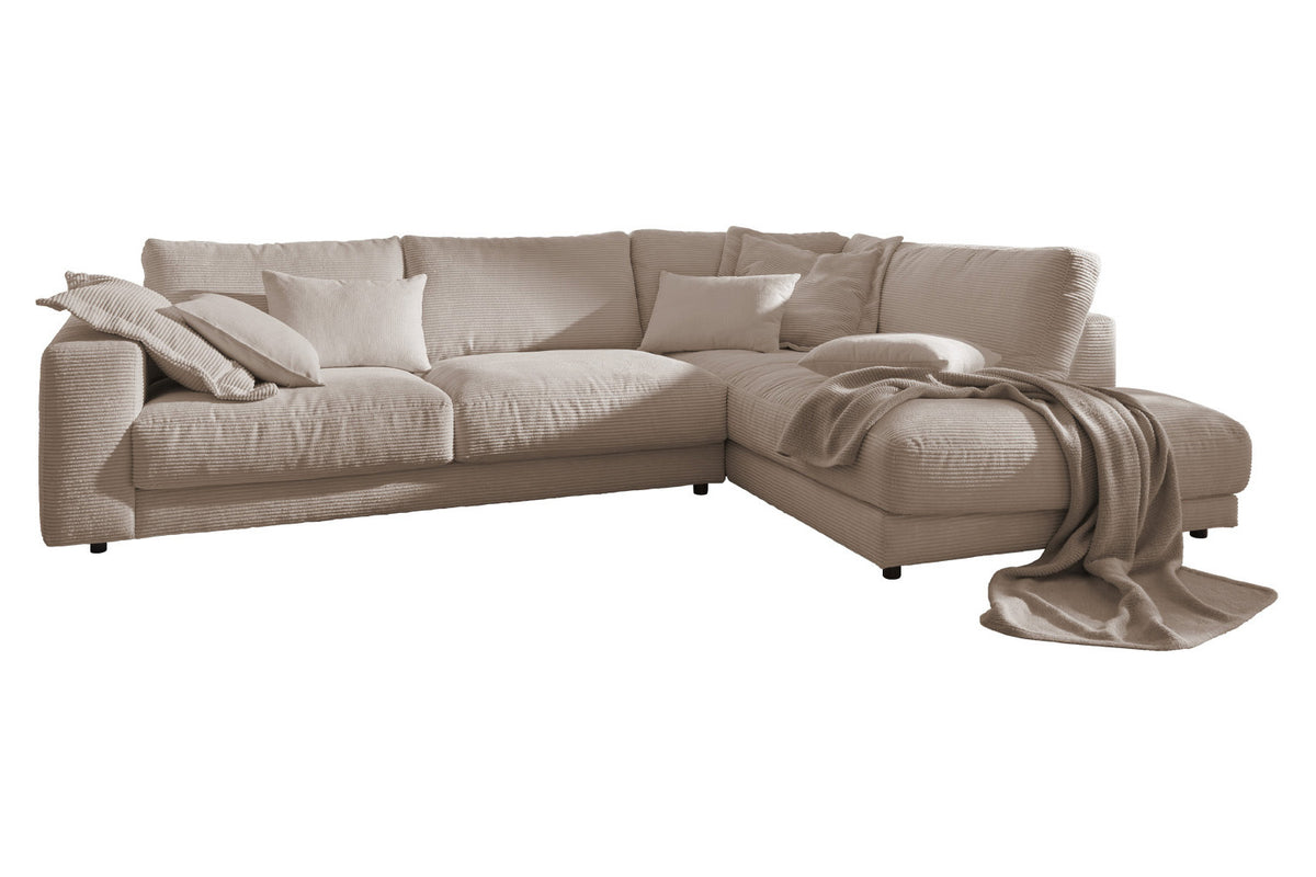 KAWOLA Sofa MADELINE Ecksofa mit Recamiere Cord taupe