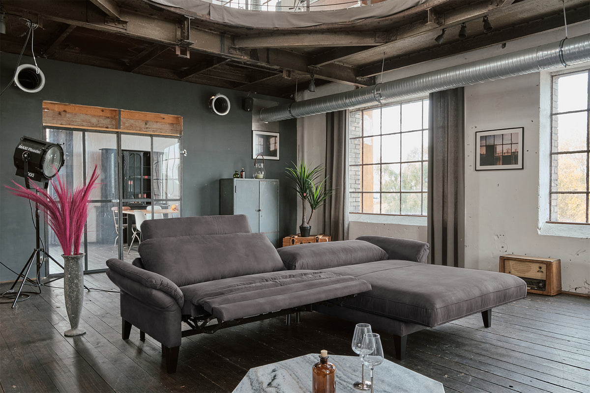 KAWOLA Sofa MALTA Ecksofa Stoff anthrazit