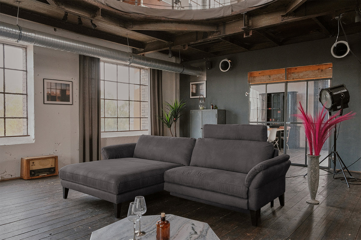KAWOLA Sofa MALTA Ecksofa Stoff anthrazit