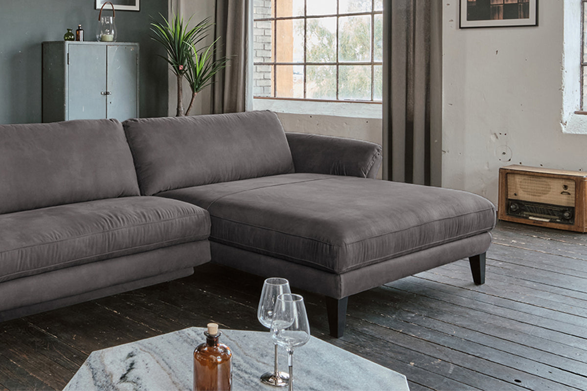 KAWOLA Sofa MALTA Ecksofa Stoff anthrazit