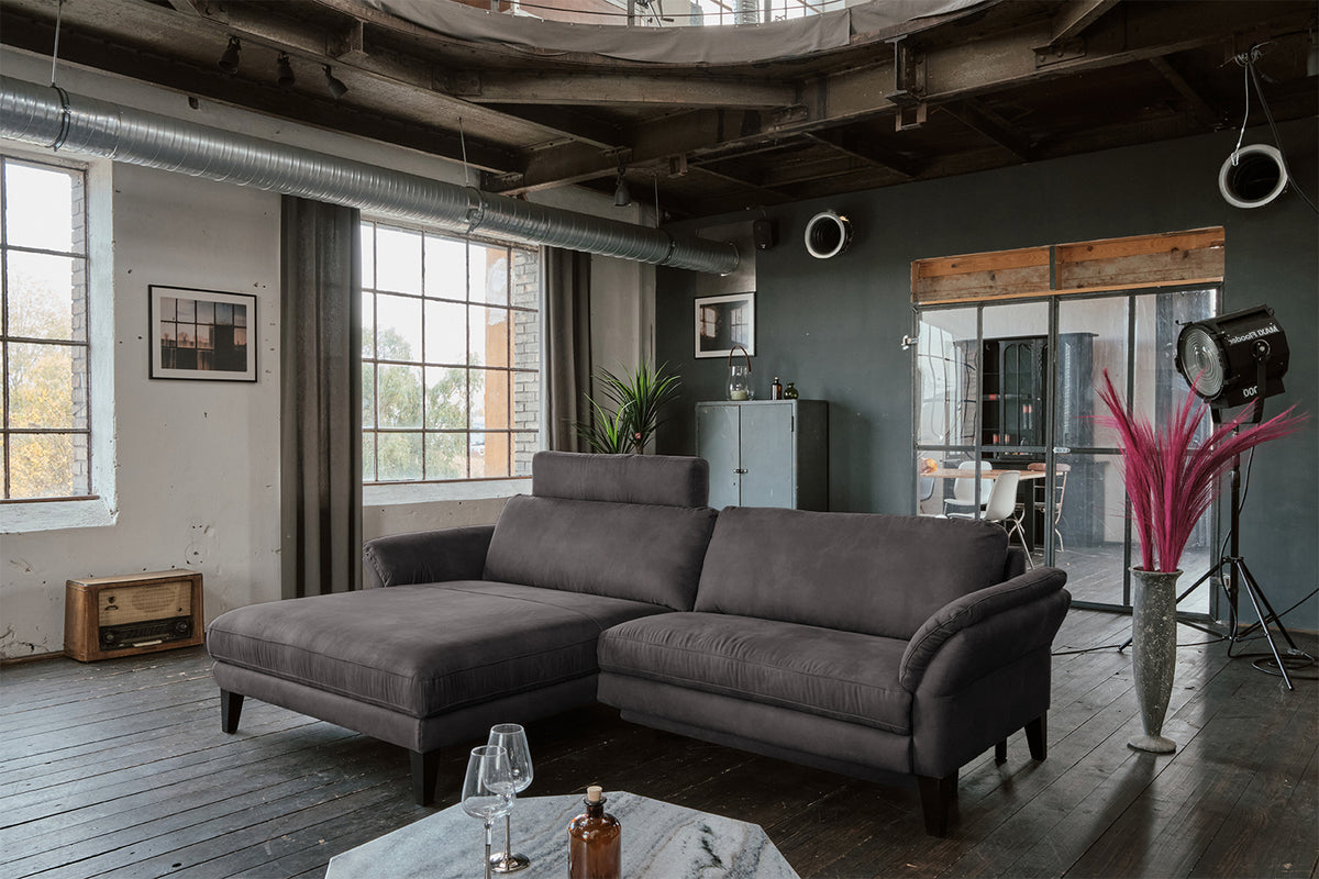 KAWOLA Sofa MALTA Ecksofa Stoff anthrazit