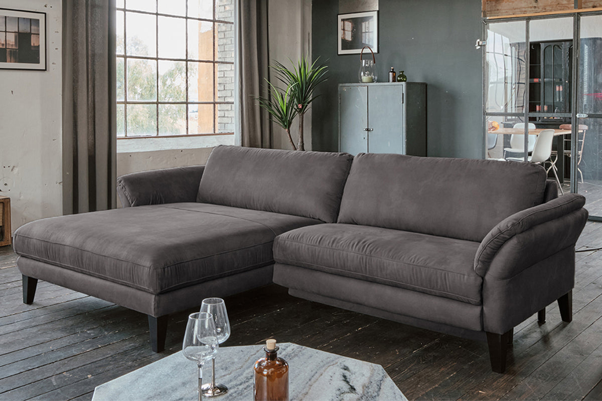 KAWOLA Sofa MALTA Ecksofa Stoff anthrazit