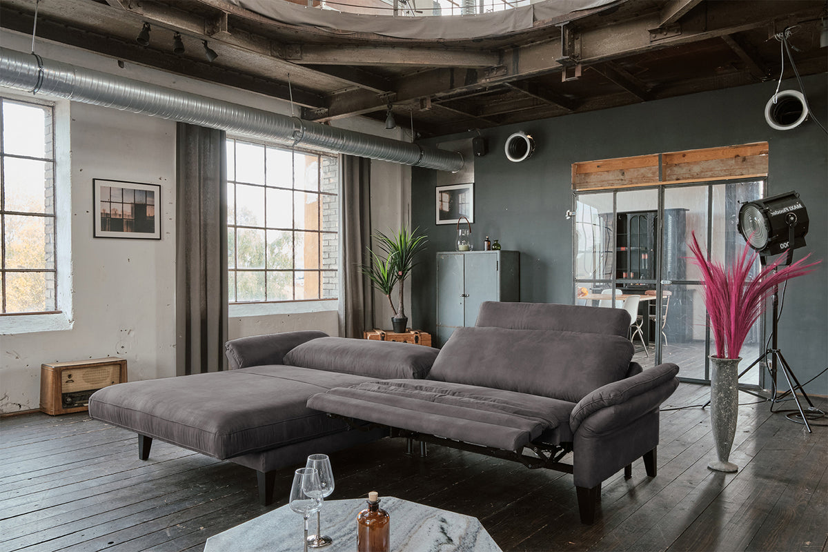 KAWOLA Sofa MALTA Ecksofa Stoff anthrazit
