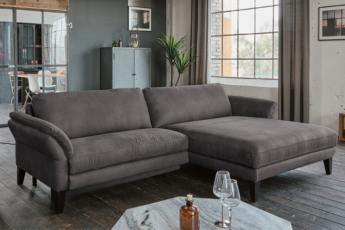 KAWOLA Sofa MALTA Ecksofa Stoff anthrazit