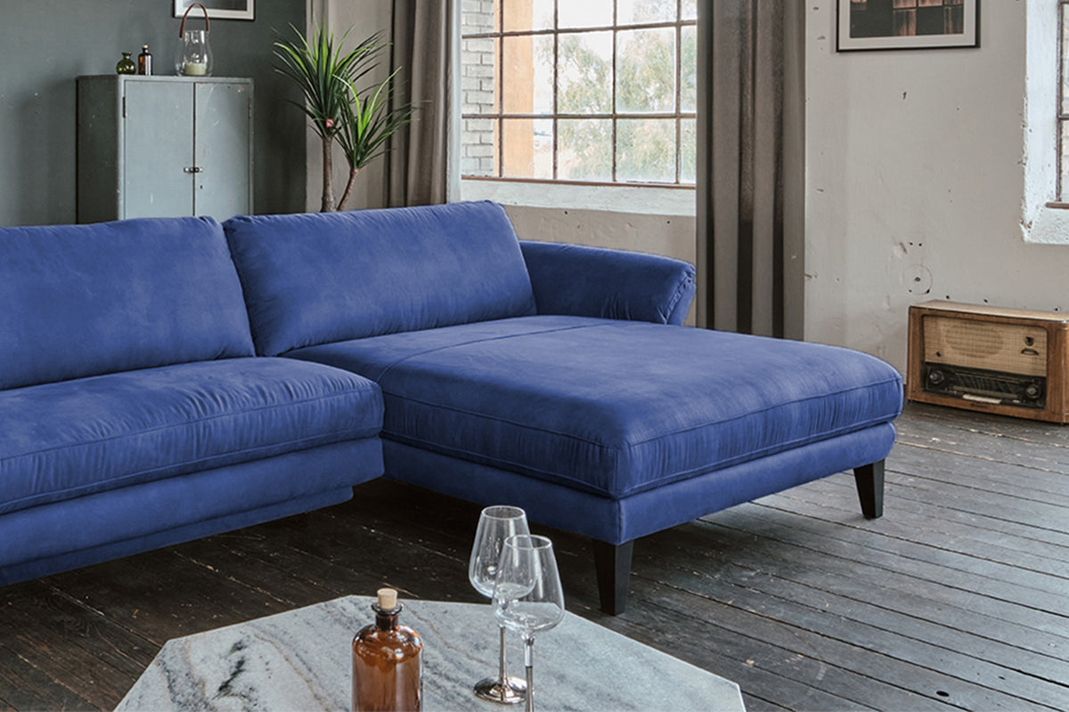 KAWOLA Sofa MALTA Ecksofa Stoff blau