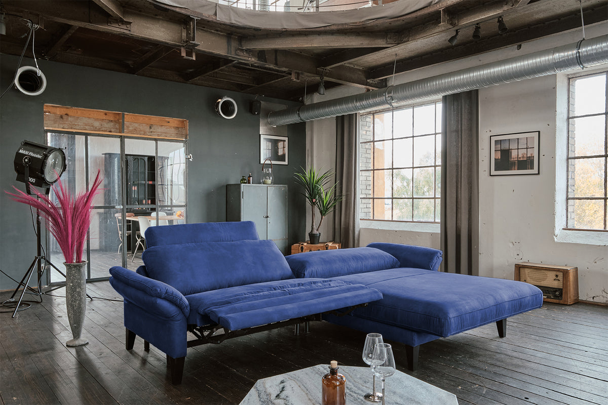 KAWOLA Sofa MALTA Ecksofa Stoff blau