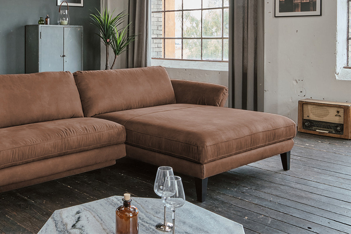 KAWOLA Sofa MALTA Ecksofa Stoff braun