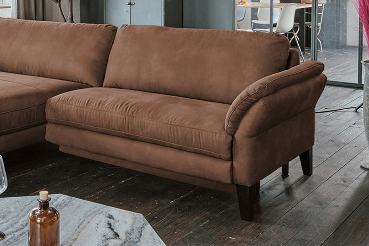 KAWOLA Sofa MALTA Ecksofa Stoff braun