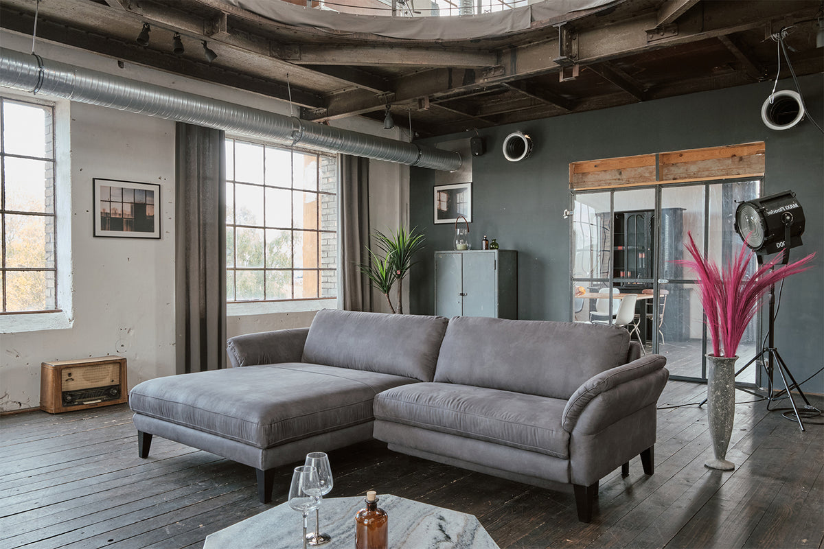 KAWOLA Sofa MALTA Ecksofa Stoff grau