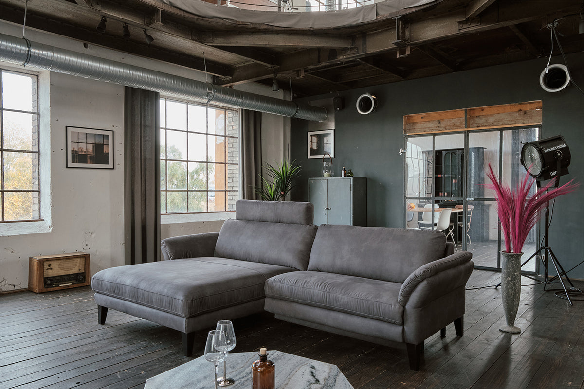 KAWOLA Sofa MALTA Ecksofa Stoff grau