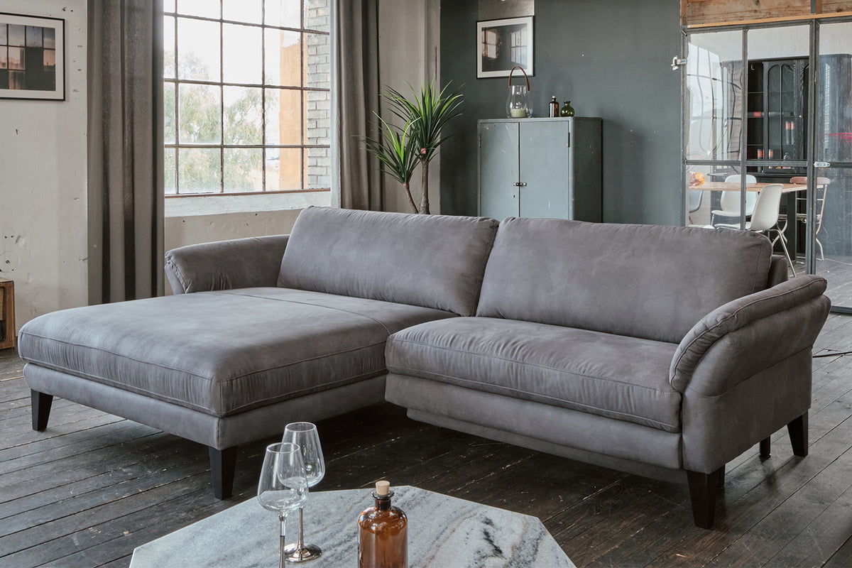 KAWOLA Sofa MALTA Ecksofa Stoff grau