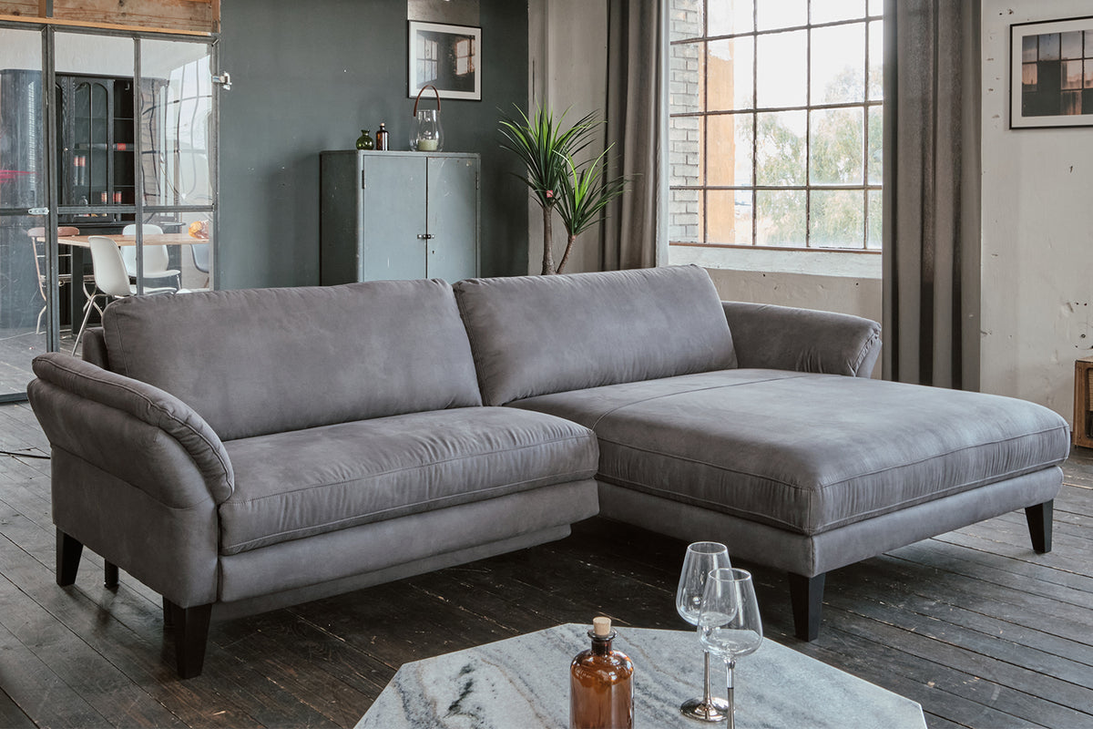 KAWOLA Sofa MALTA Ecksofa Stoff grau