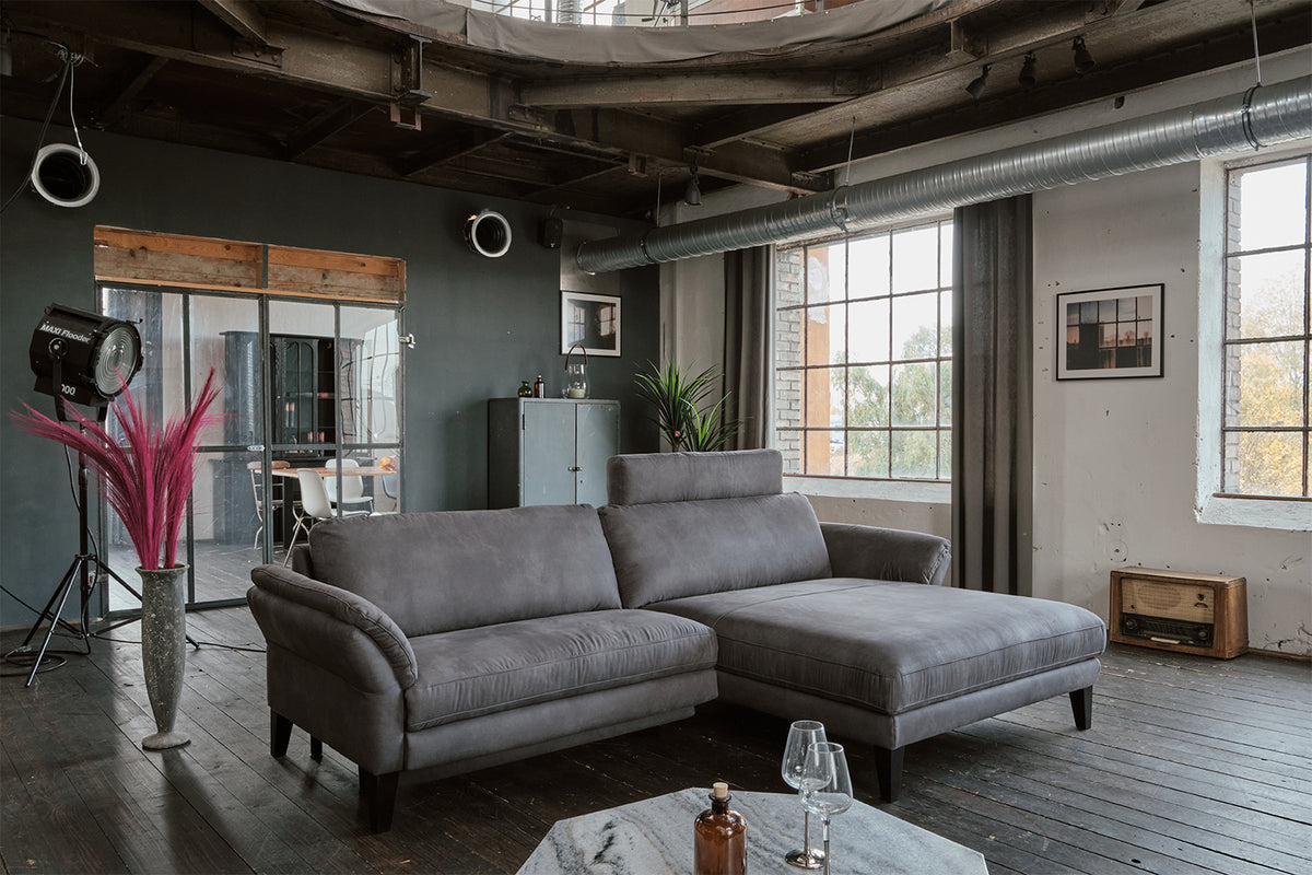 KAWOLA Sofa MALTA Ecksofa Stoff grau