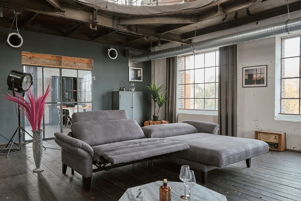 KAWOLA Sofa MALTA Ecksofa Stoff grau