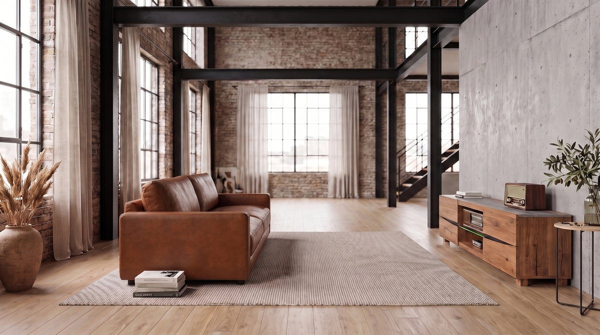 KAWOLA Sofa MARLIN 3-Sitzer Lederfaserstoff cognac