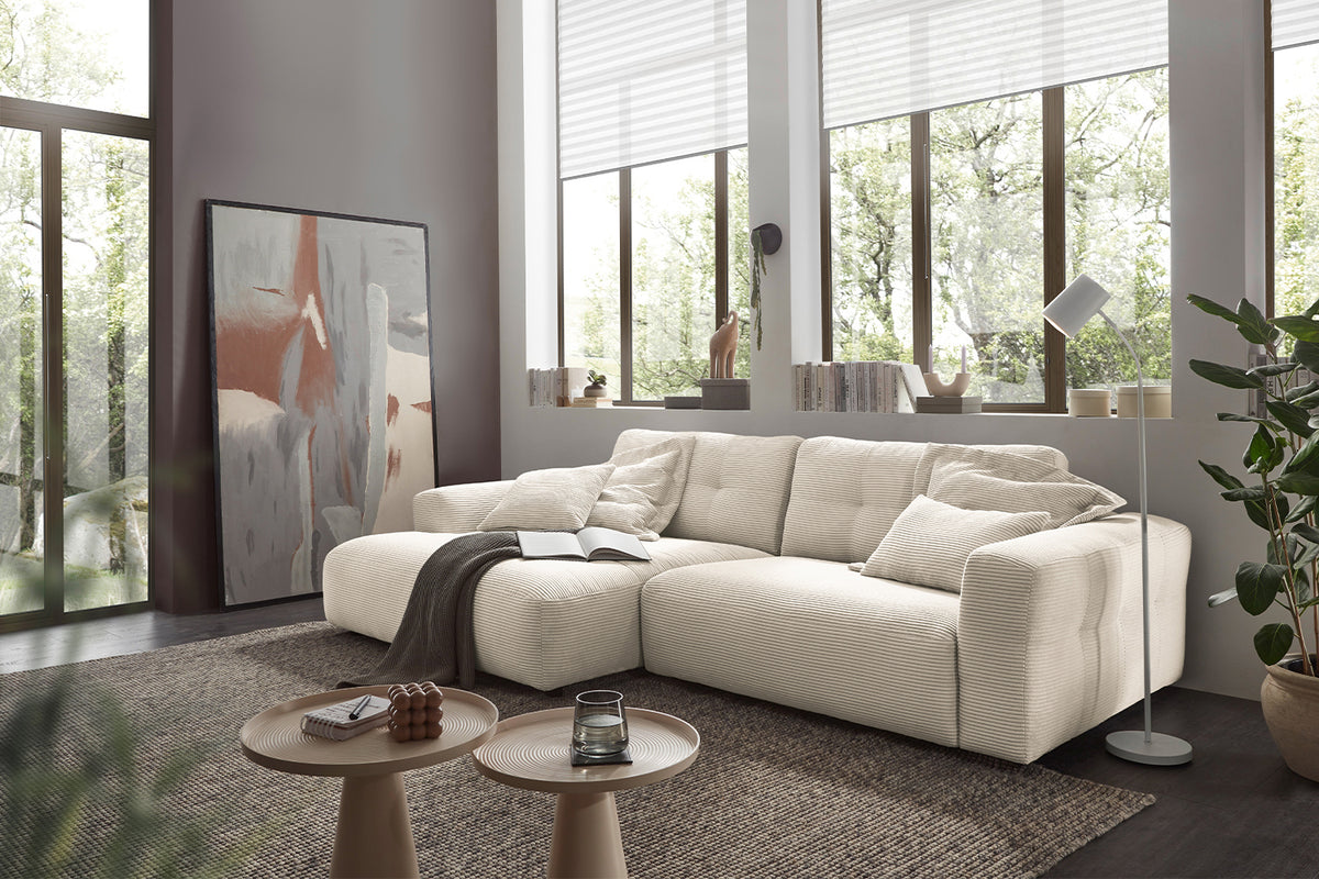 KAWOLA Sofa MIKA Ecksofa Cord cremeweiß, 296 x 167, Links