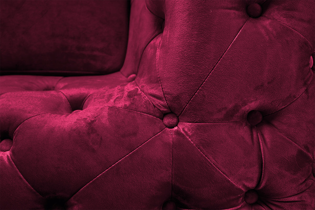 KAWOLA Sofa NARLA Chesterfield 3-Sitzer Velvet rot