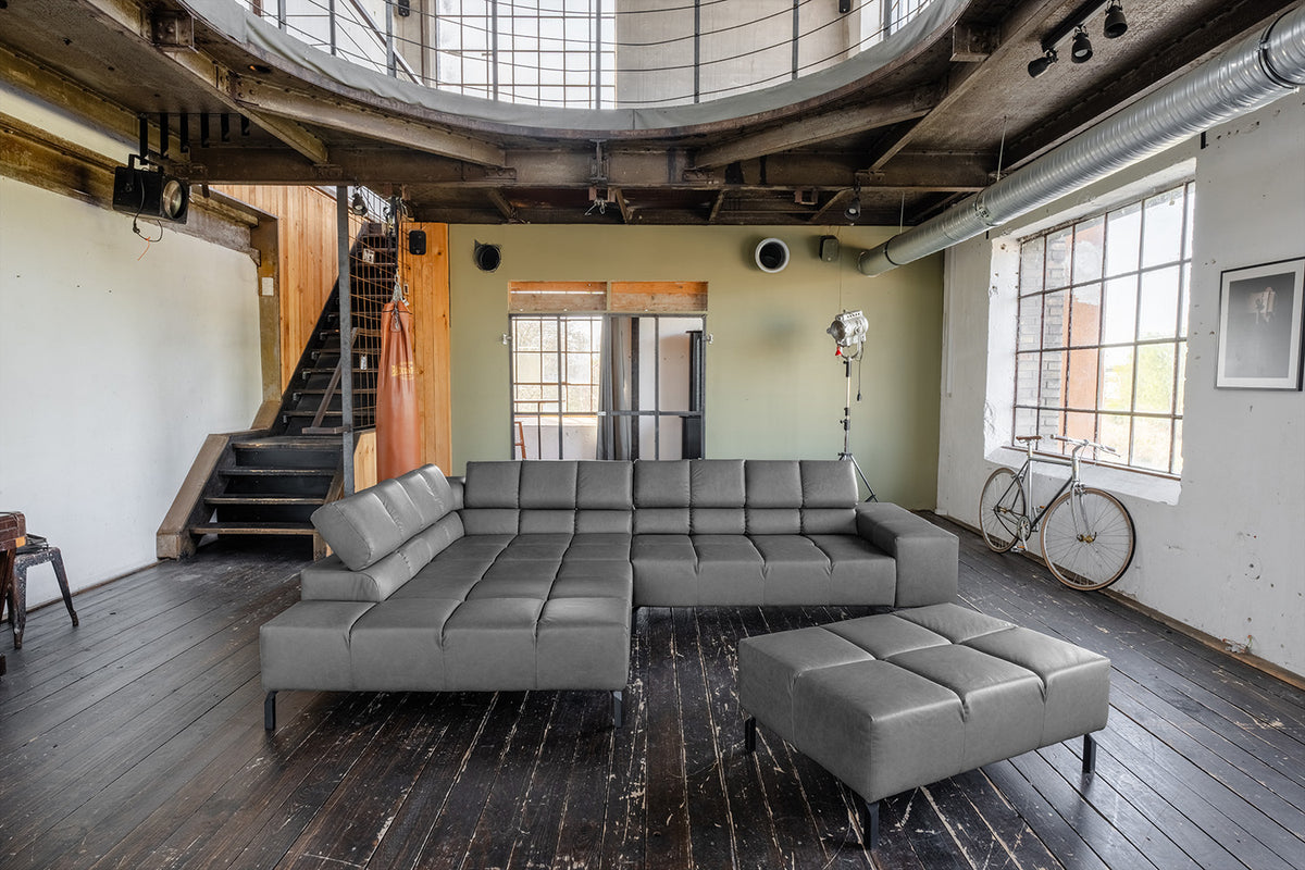 KAWOLA Sofa NELSON Ecksofa Leder anthrazit