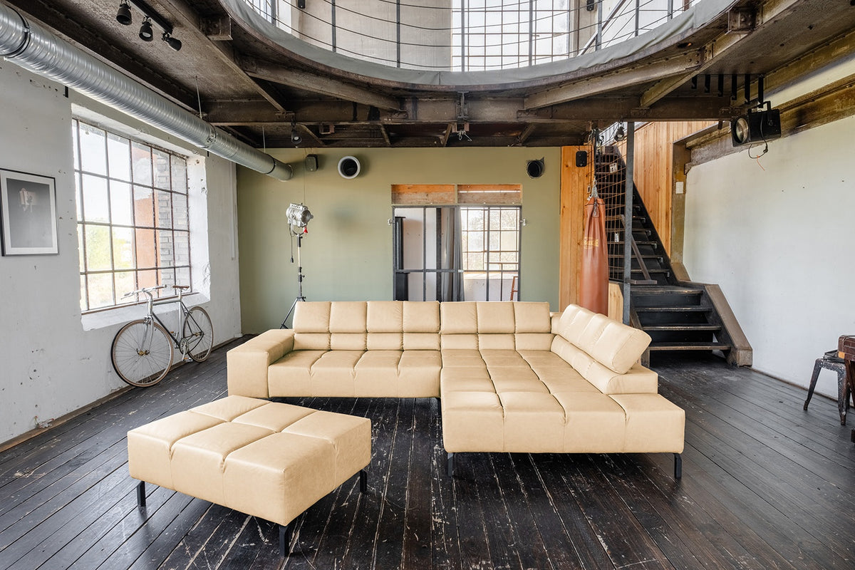 KAWOLA Sofa NELSON Ecksofa Leder beige
