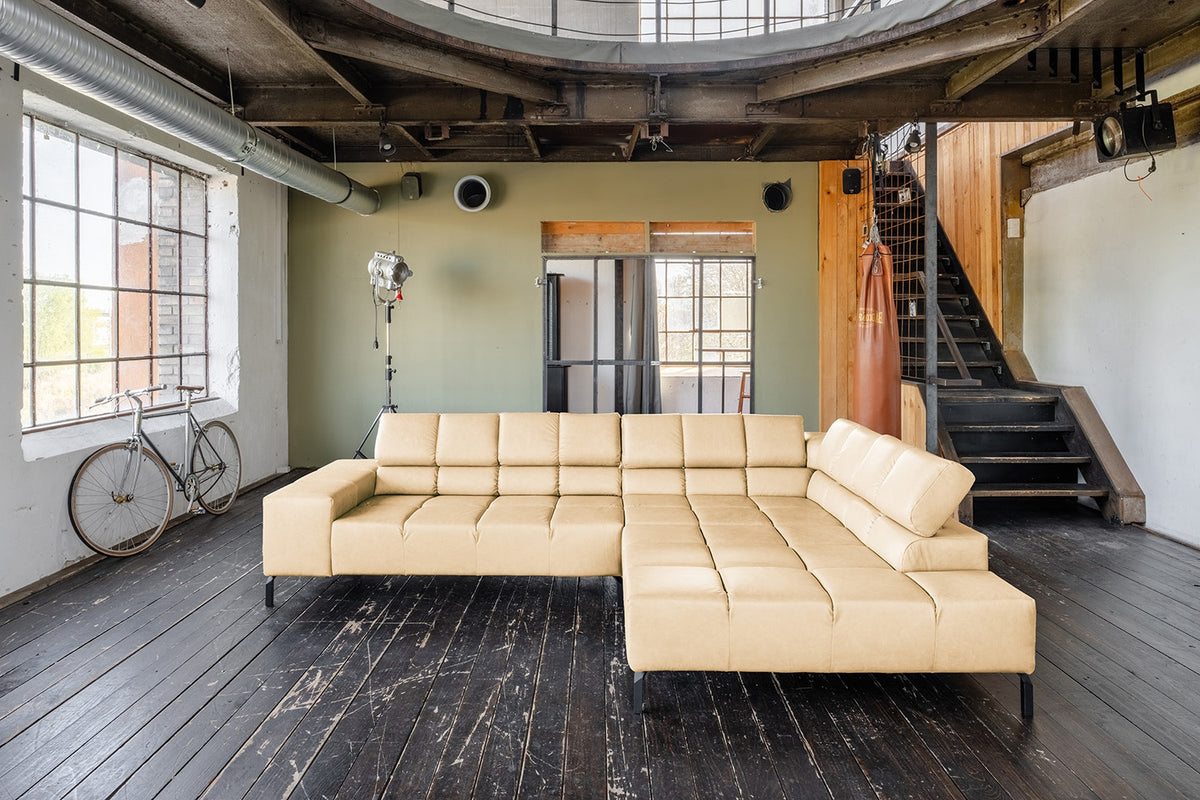 KAWOLA Sofa NELSON Ecksofa Leder beige