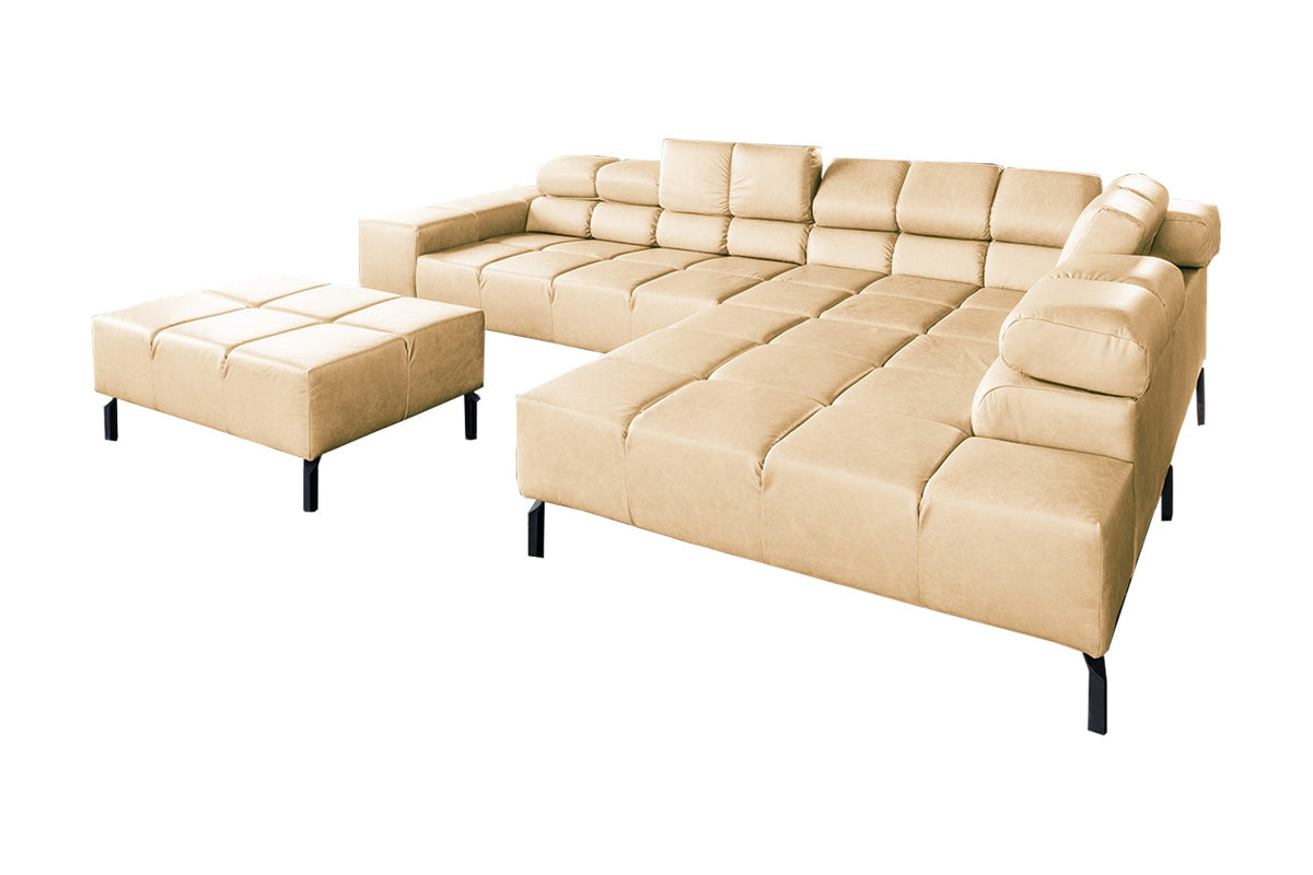KAWOLA Sofa NELSON Ecksofa Leder beige