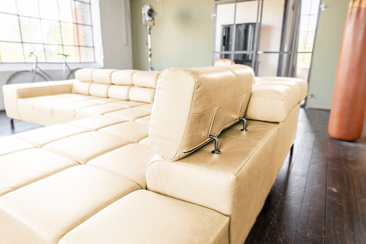 KAWOLA Sofa NELSON Ecksofa Leder beige