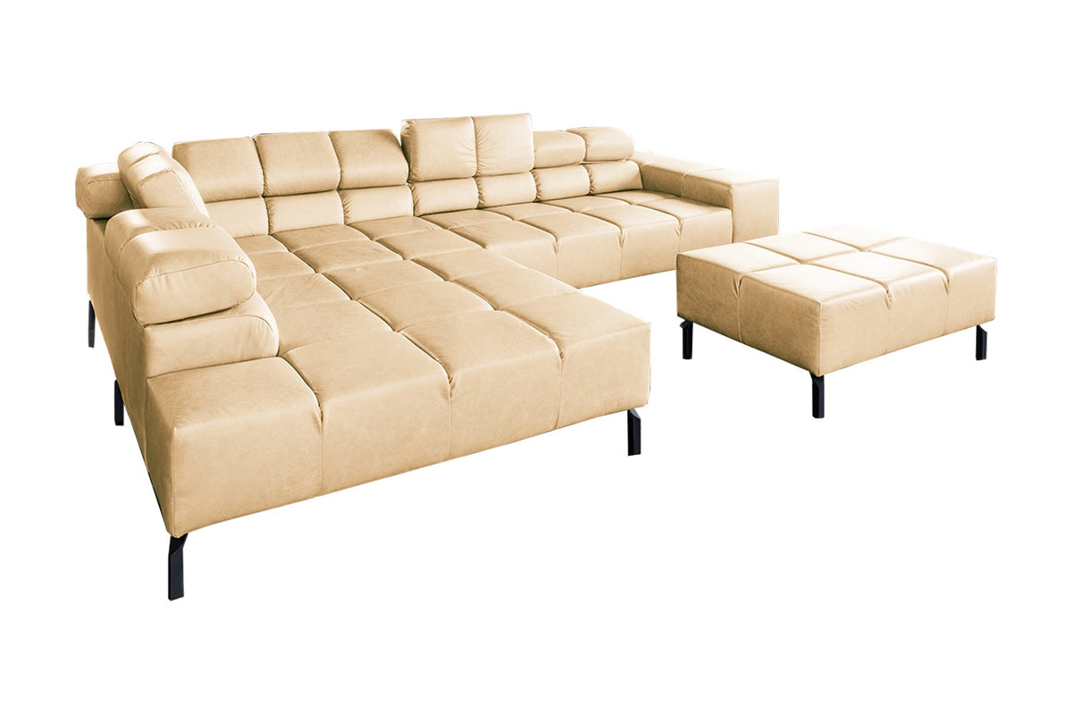 KAWOLA Sofa NELSON Ecksofa Leder beige