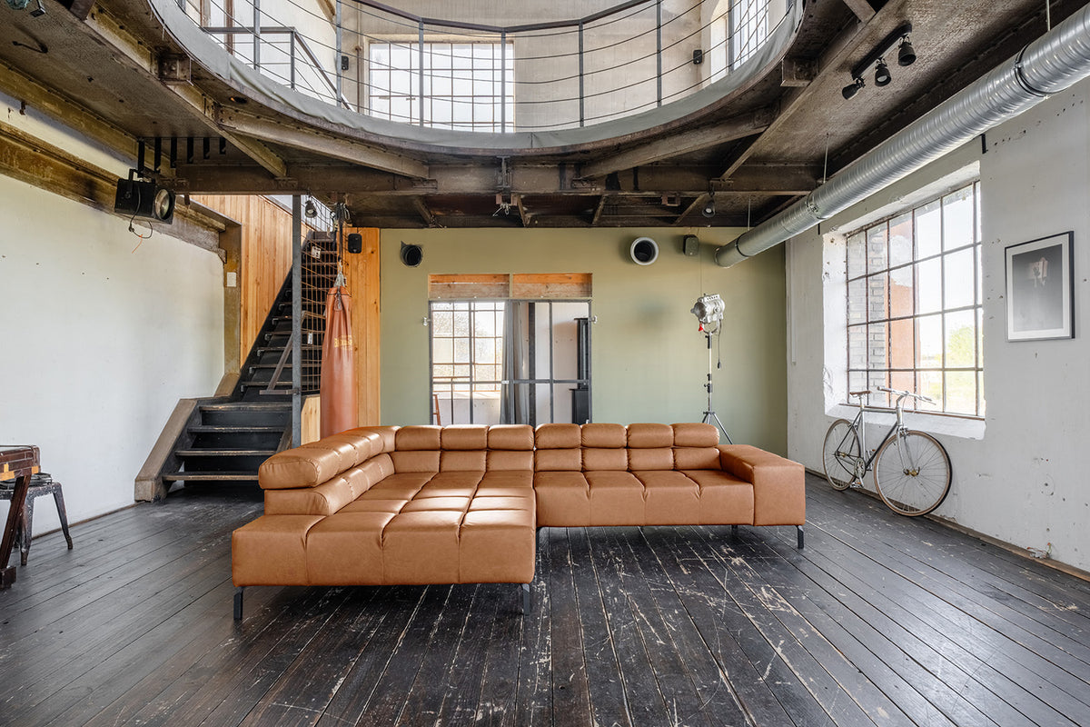 KAWOLA Sofa NELSON Ecksofa Leder cognac