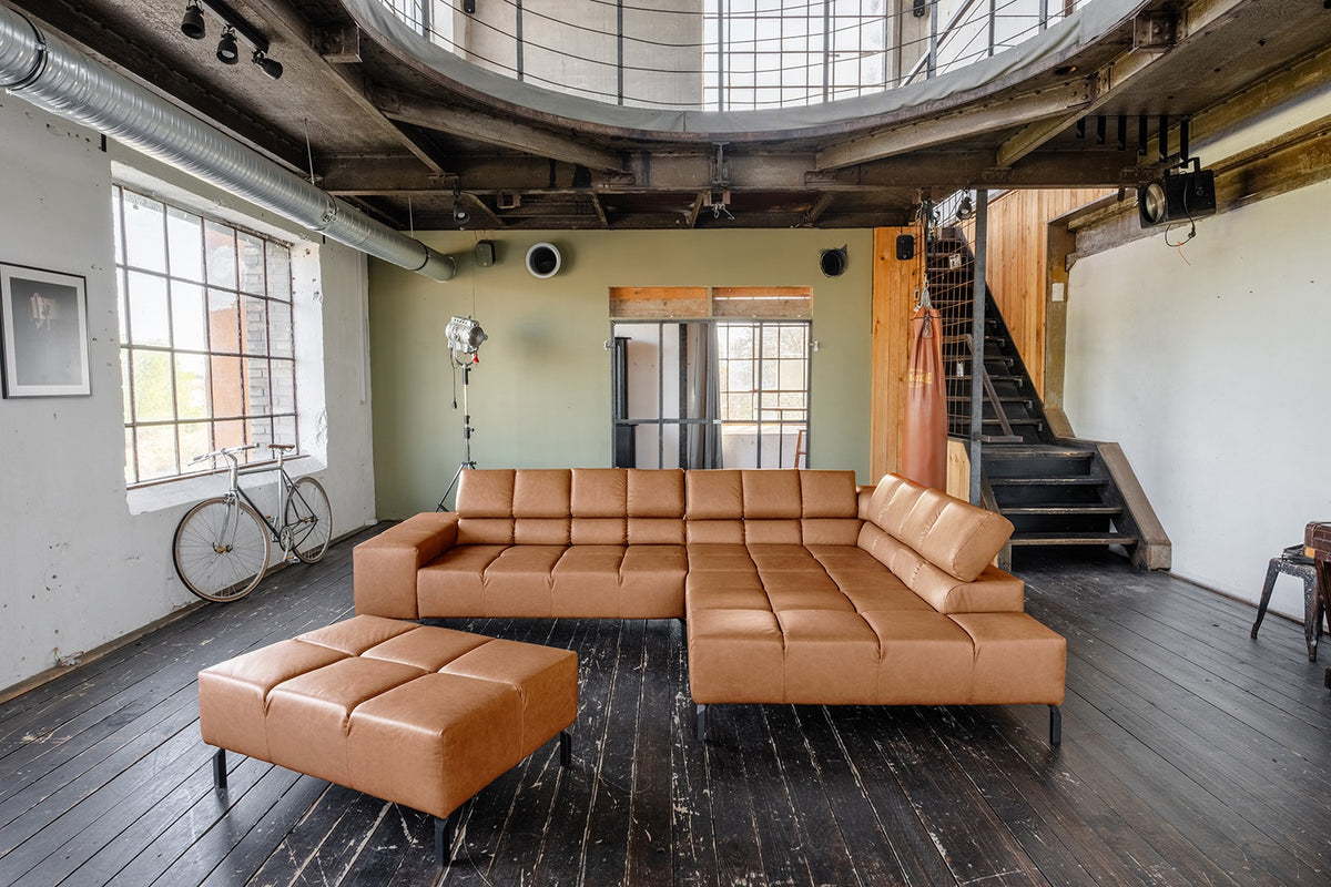 KAWOLA Sofa NELSON Ecksofa Leder cognac
