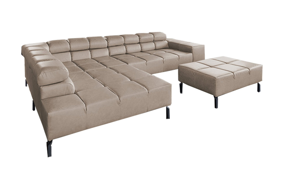 KAWOLA Sofa NELSON Ecksofa Leder grau