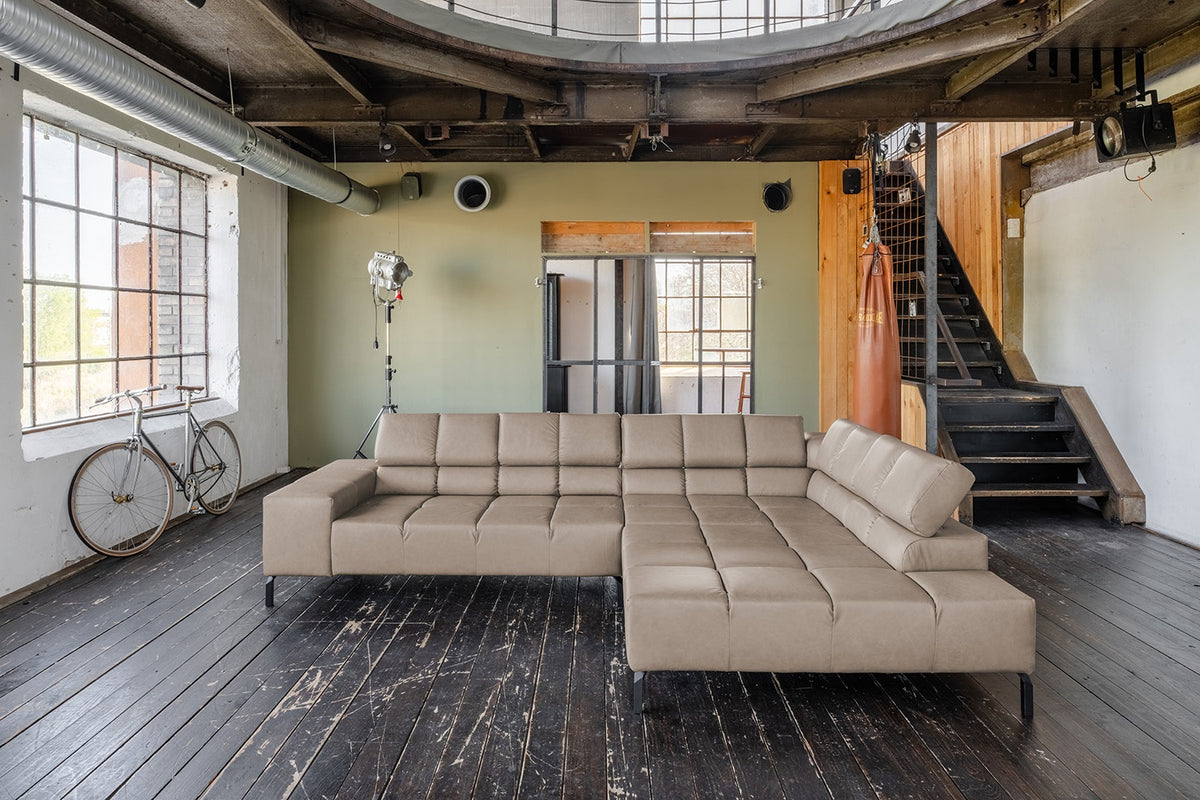 KAWOLA Sofa NELSON Ecksofa Leder grau