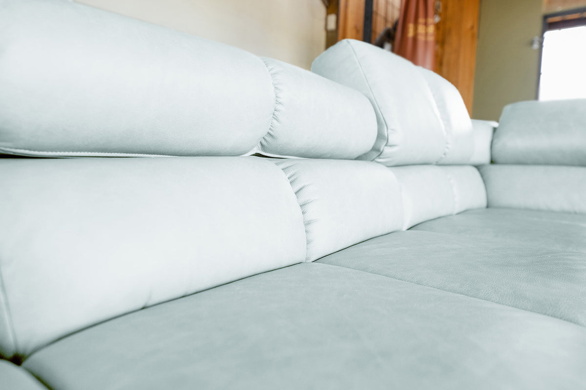 KAWOLA Sofa NELSON Ecksofa Leder hellblau