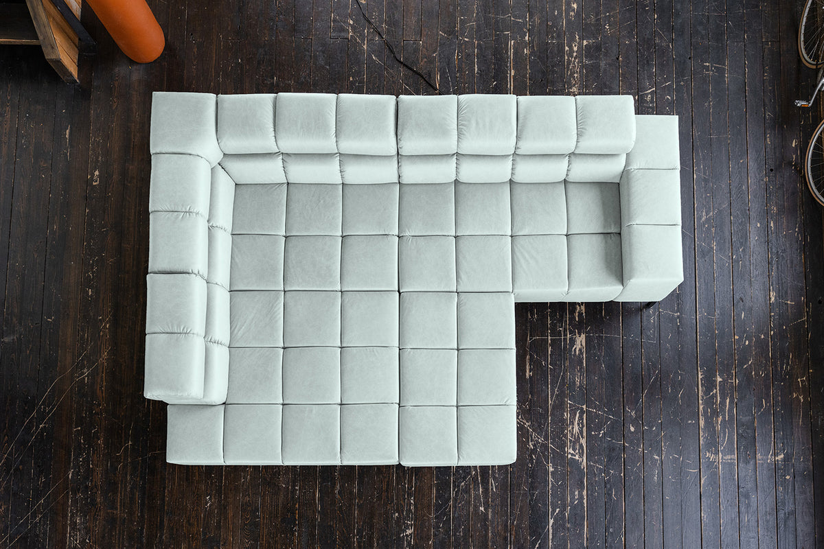 KAWOLA Sofa NELSON Ecksofa Leder hellblau