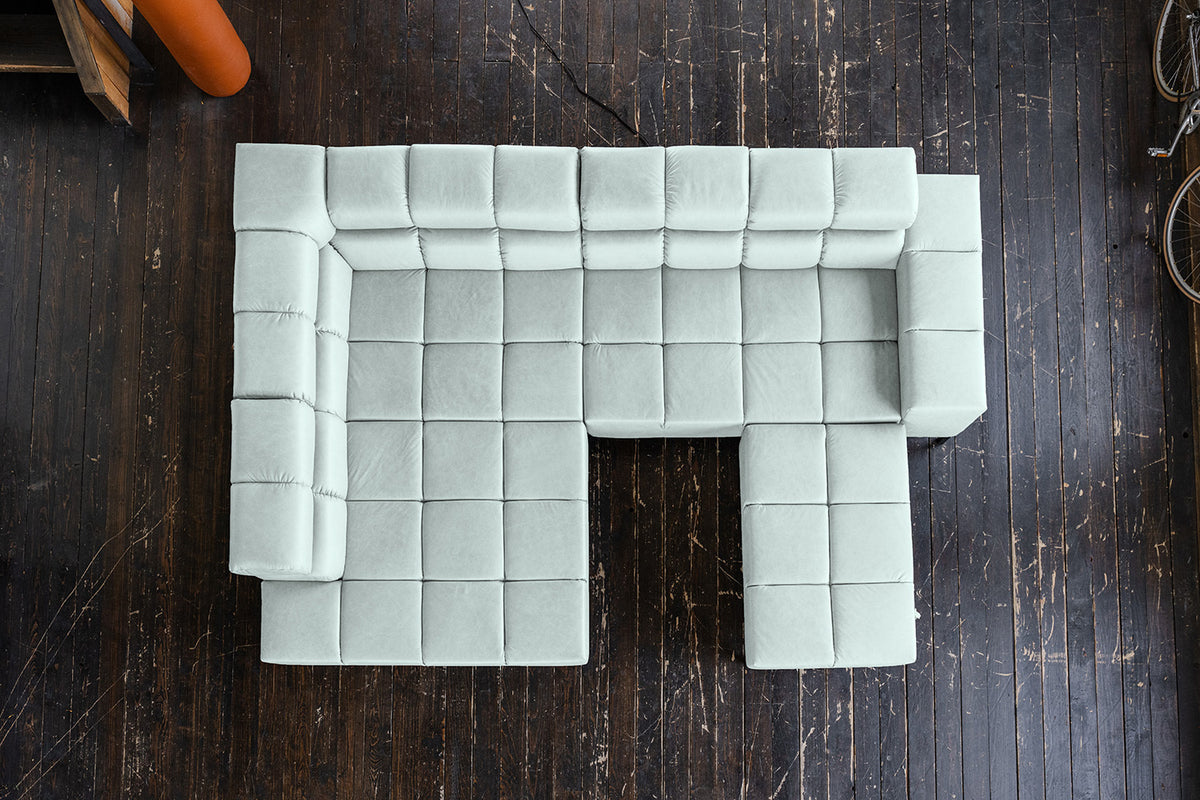 KAWOLA Sofa NELSON Ecksofa Leder hellblau
