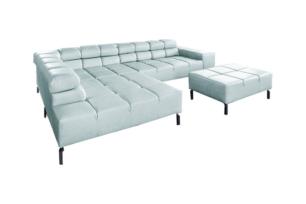 KAWOLA Sofa NELSON Ecksofa Leder hellblau