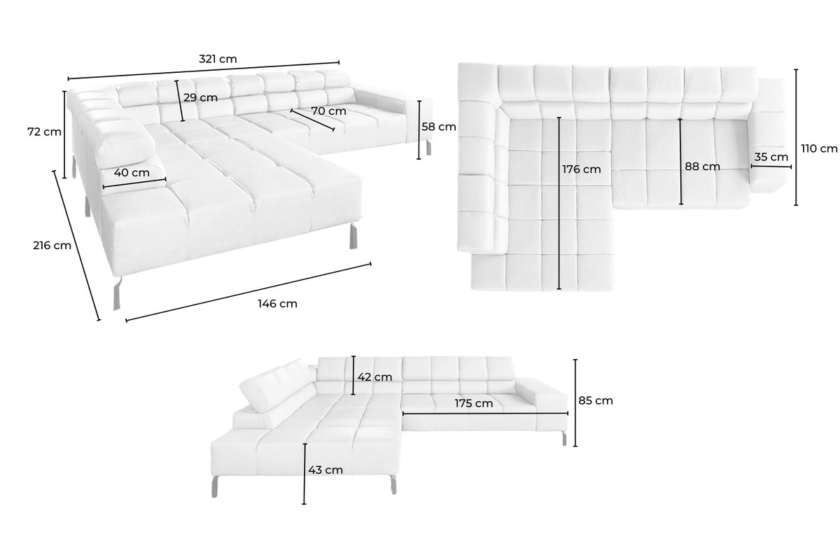 KAWOLA Sofa NELSON Ecksofa Leder hellblau