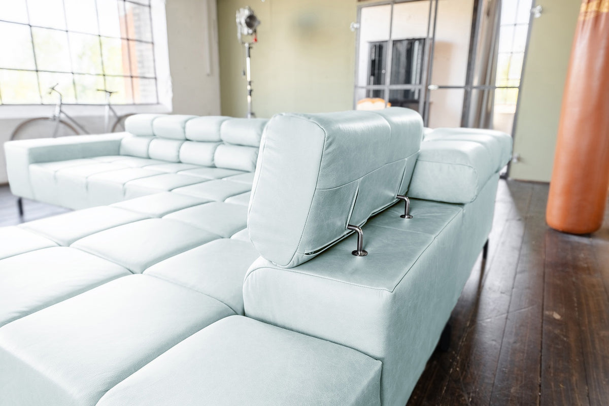 KAWOLA Sofa NELSON Ecksofa Leder hellblau