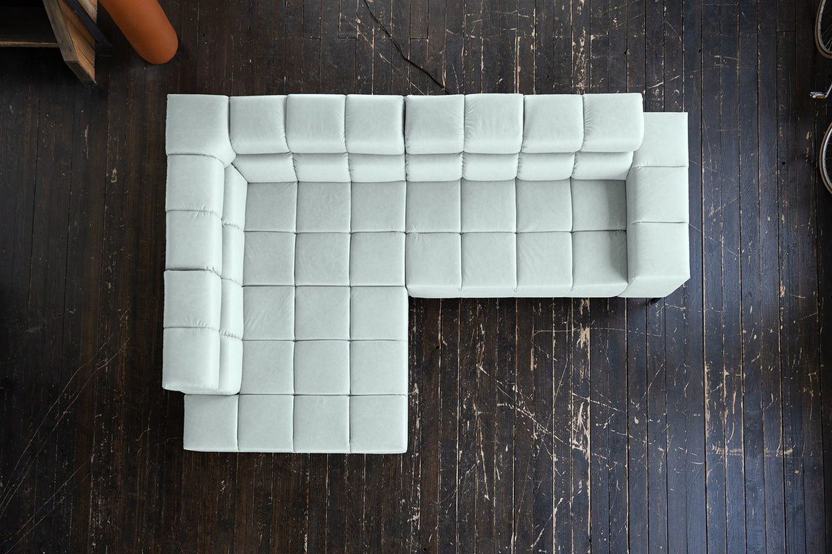 KAWOLA Sofa NELSON Ecksofa Leder hellblau