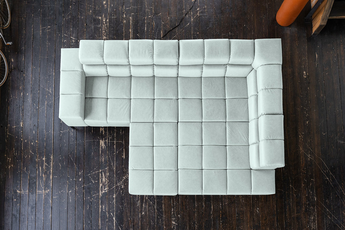 KAWOLA Sofa NELSON Ecksofa Leder hellblau