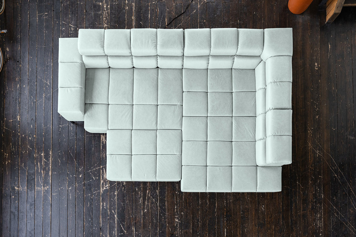 KAWOLA Sofa NELSON Ecksofa Leder hellblau